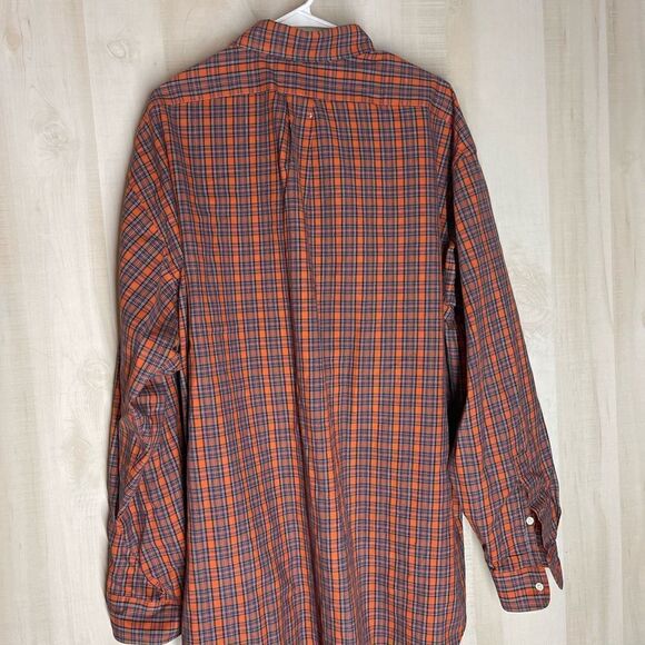 Ralph Lauren orange blue plaid long‎ sleeve button down shirt, size XXL - Picture 10 of 12